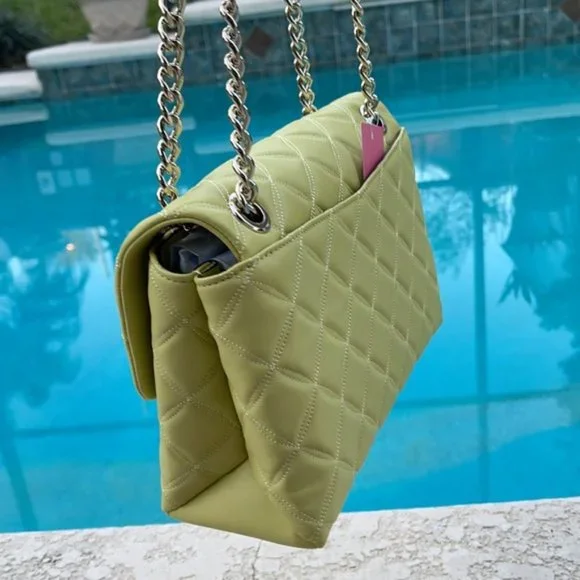 Kate Spade Natalia Smooth Leather Medium Flap Shoulder Bag Frosty Lime - Picture 5 of 16